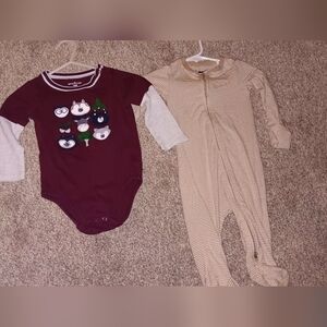 nike footie and Purple and grey onesie